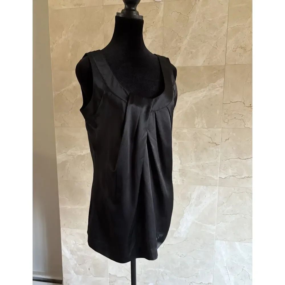 Tory Burch Margaret Black Silk Top - 10 Sleeveless Classic, Luxury Capsule $298